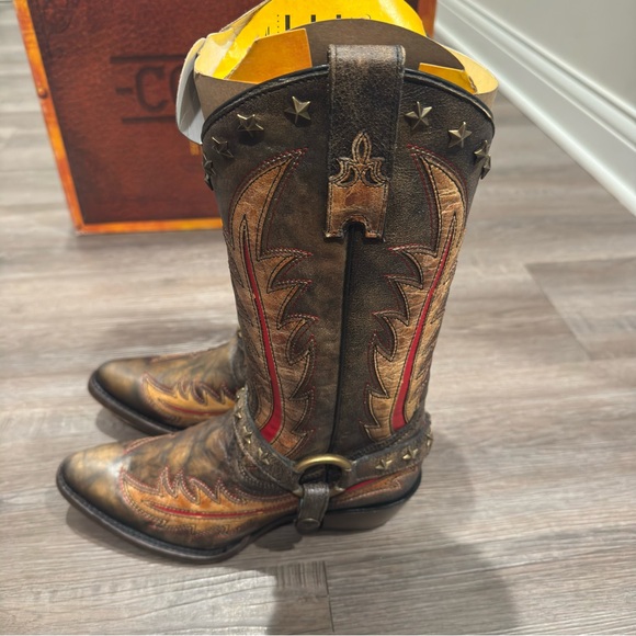 Corral Star Stud Embroid 13” Black Orix Overlay Cowboy Leather Boot C3945 - Picture 6 of 13